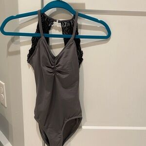 Gray and Black Lace Leotard